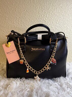 Juicy Couture Boo Crew Halloween Satchel Black Ghost Pumpkin Charm Bag NWT